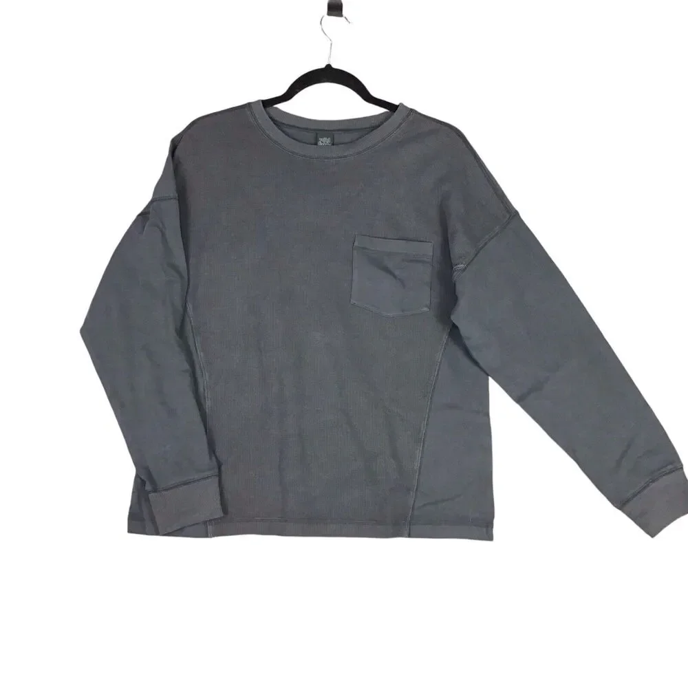 Wild Fable Womens Size M Pullover Sweatshirt Dark Gray Long Sleeve Crew Pocket - Picture 12 of 13